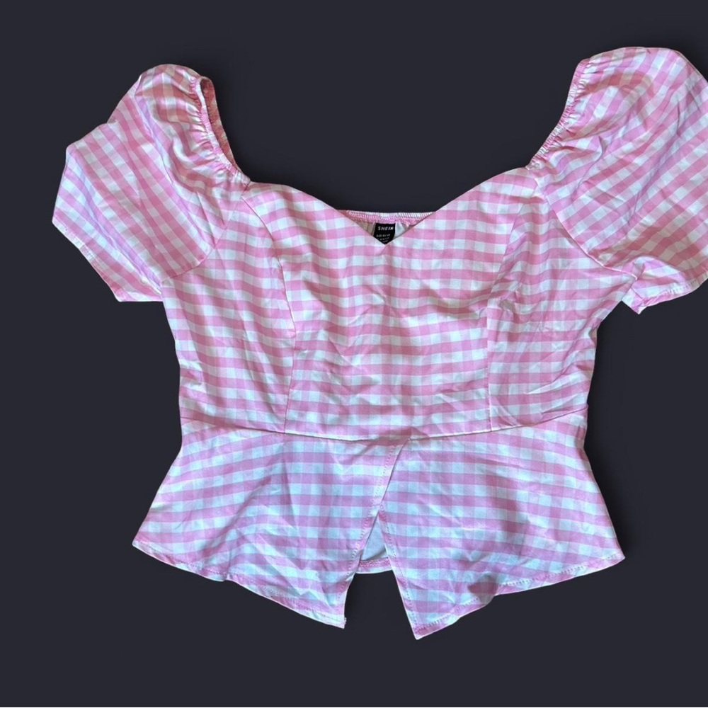 SHEIN Pink Checkered Blouse